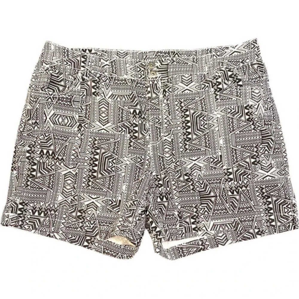 Womens Plus Size Faded Glory Tribal Print Shorts Black White 22W